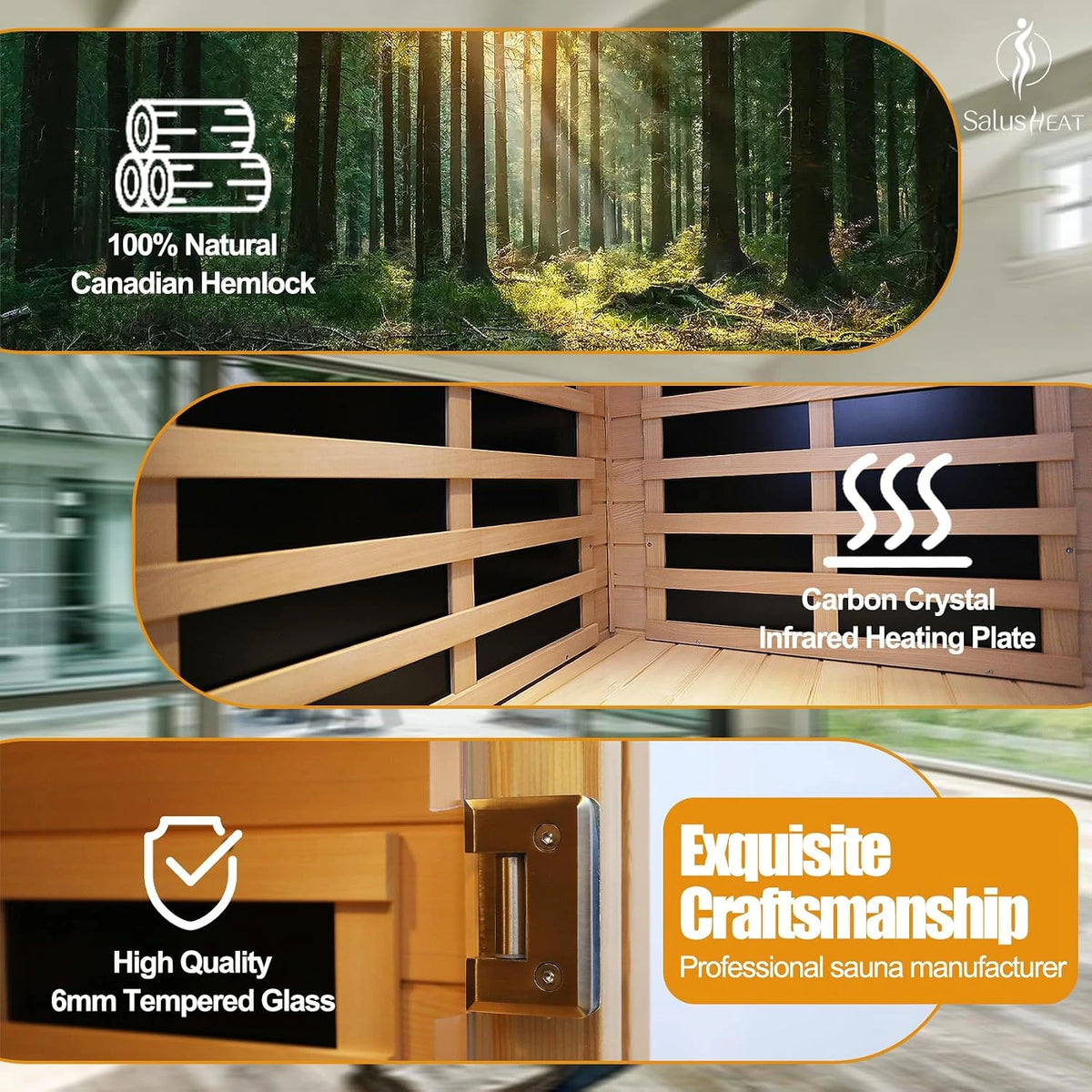 1 Person Infrared Sauna, 0-5 Mg Utra Low EMF Sauna with Door Heating Plate — product view 5