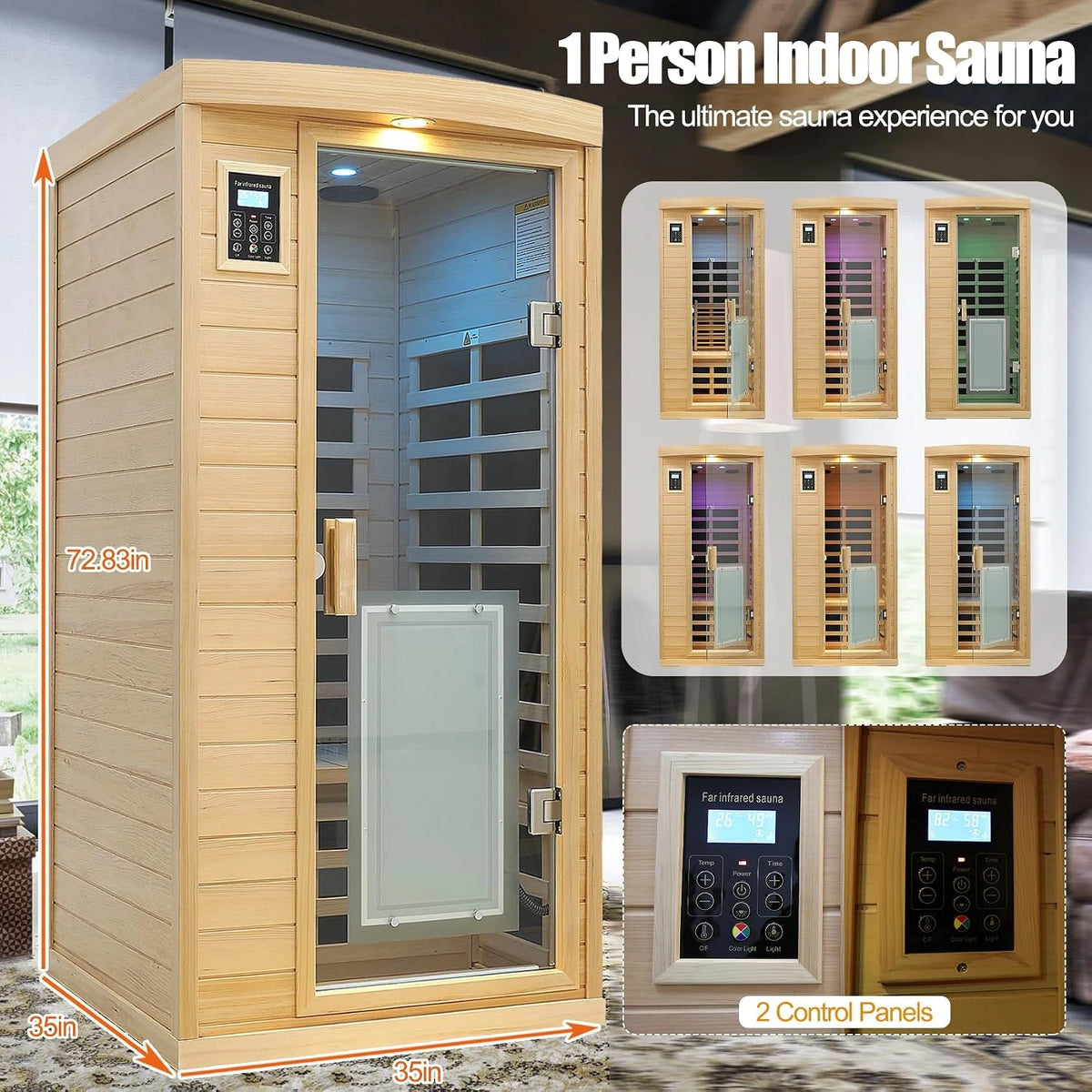 1 Person Infrared Sauna, 0-5 Mg Utra Low EMF Sauna with Door Heating Plate — product view 6