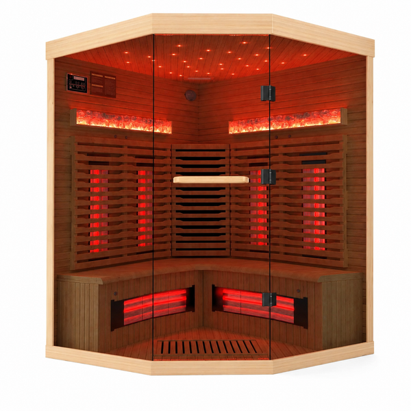 3–4 Person Corner Infrared Sauna with Himalayan Salt Therapy