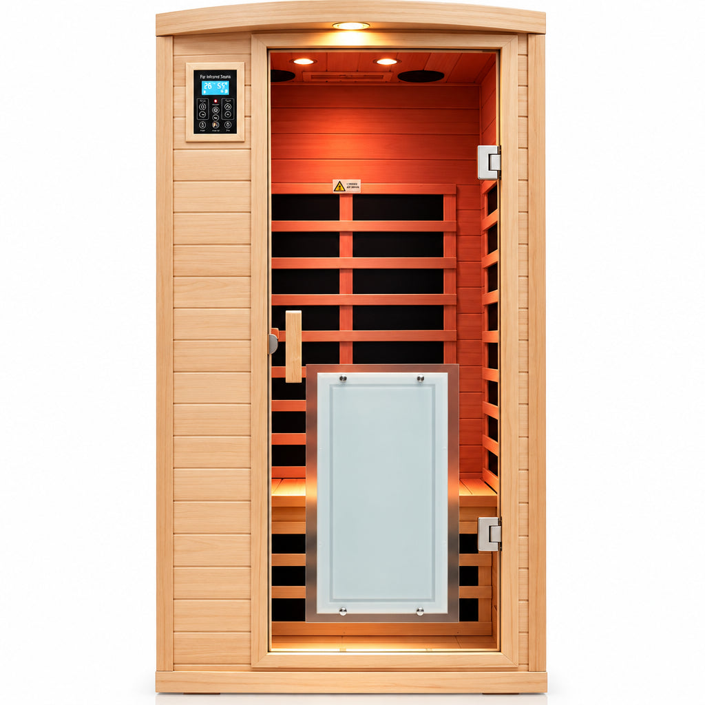 1 Person Infrared Sauna, 0-5 Mg Utra Low EMF Sauna with Door Heating Plate