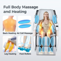 4D Full Body Massage Chair Zero Gravity Shiatsu Recliner,Sl Track Massage Chair with Heating,Leg Auto Extension,Bluetooth,Ai Voice and APP Controller,White — product view 12