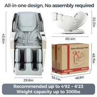 4D Full Body Massage Chair Zero Gravity Shiatsu Recliner,Sl Track Massage Chair with Heating,Leg Auto Extension,Bluetooth,Ai Voice and APP Controller,White — product view 13