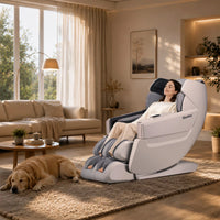 4D Full Body Massage Chair Zero Gravity Shiatsu Recliner,Sl Track Massage Chair with Heating,Leg Auto Extension,Bluetooth,Ai Voice and APP Controller,White — product view 14