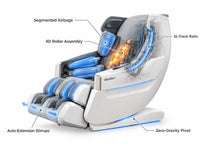 4D Full Body Massage Chair Zero Gravity Shiatsu Recliner,Sl Track Massage Chair with Heating,Leg Auto Extension,Bluetooth,Ai Voice and APP Controller,White — product view 3