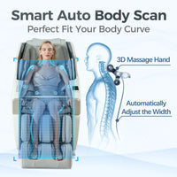 4D Full Body Massage Chair Zero Gravity Shiatsu Recliner,Sl Track Massage Chair with Heating,Leg Auto Extension,Bluetooth,Ai Voice and APP Controller,White — product view 6