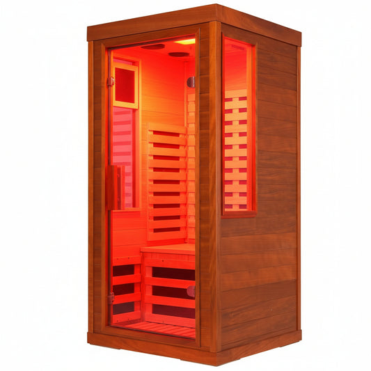 1-Person Infrared Sauna with Red Light Therapy – Canadian Hemlock