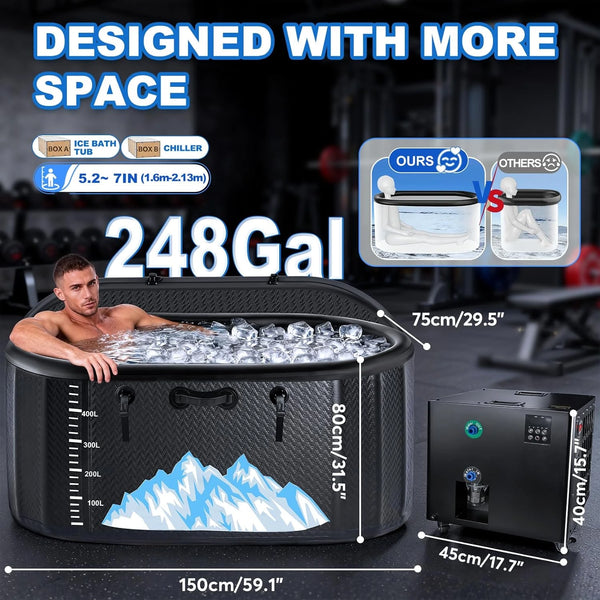 248-Gallon Inflatable Cold Plunge Tub with 1 HP Chiller & WiFi