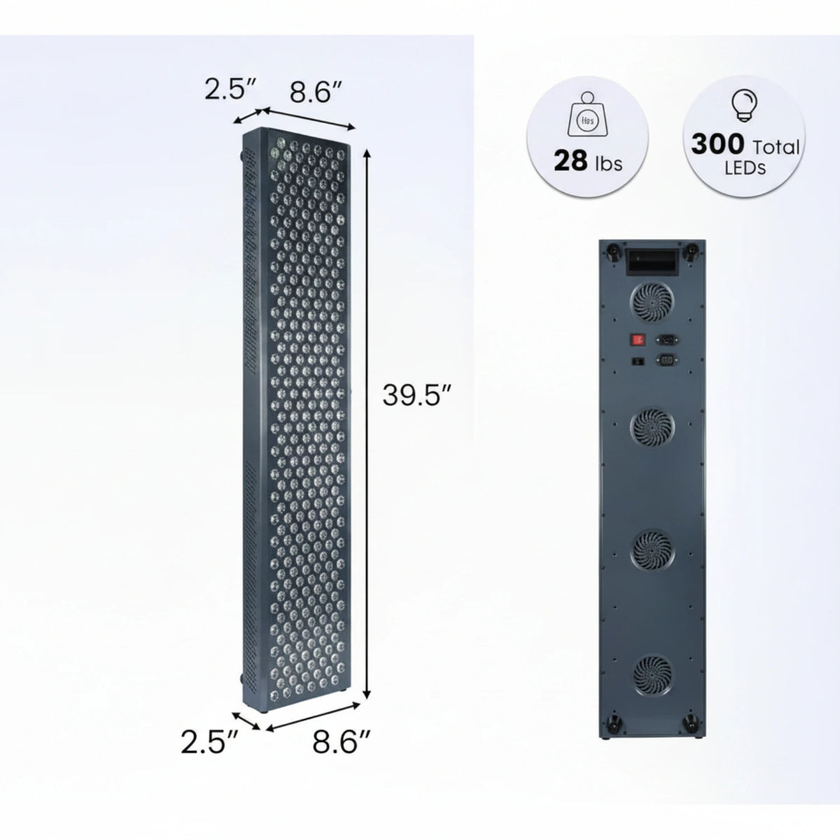 Red Light Therapy Panel Device – Full Body Panel, 630Nm 660Nm 810Nm 850Nm Red & near Infrared Light Therapy, 300 Quad Chip Leds, Brightness Control, Pulse Mode – ULTRA1500 — product view 2